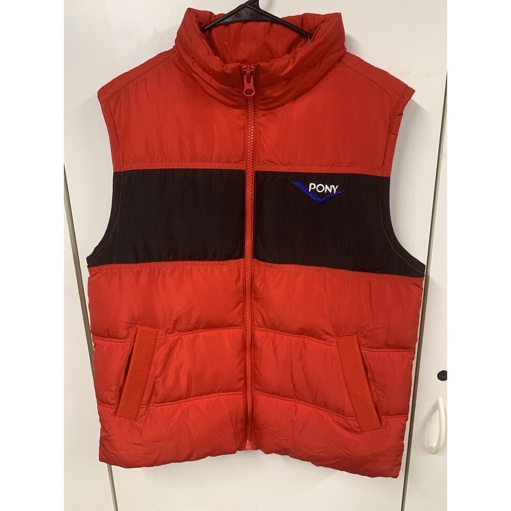Forever 21 Men Pony Puffer Vest Red And Black Men's L Retro 80s Stranger Things